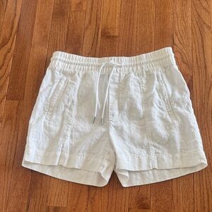 Athleta White High-Waist Drawstring Linen Shorts
